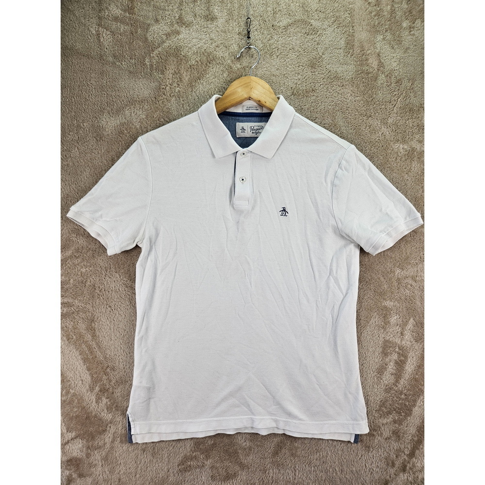 Original Penguin Polo Shirt Classic Fit Men's Size S White Embroidered Logo